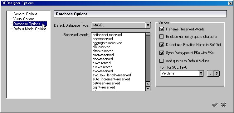 Database options